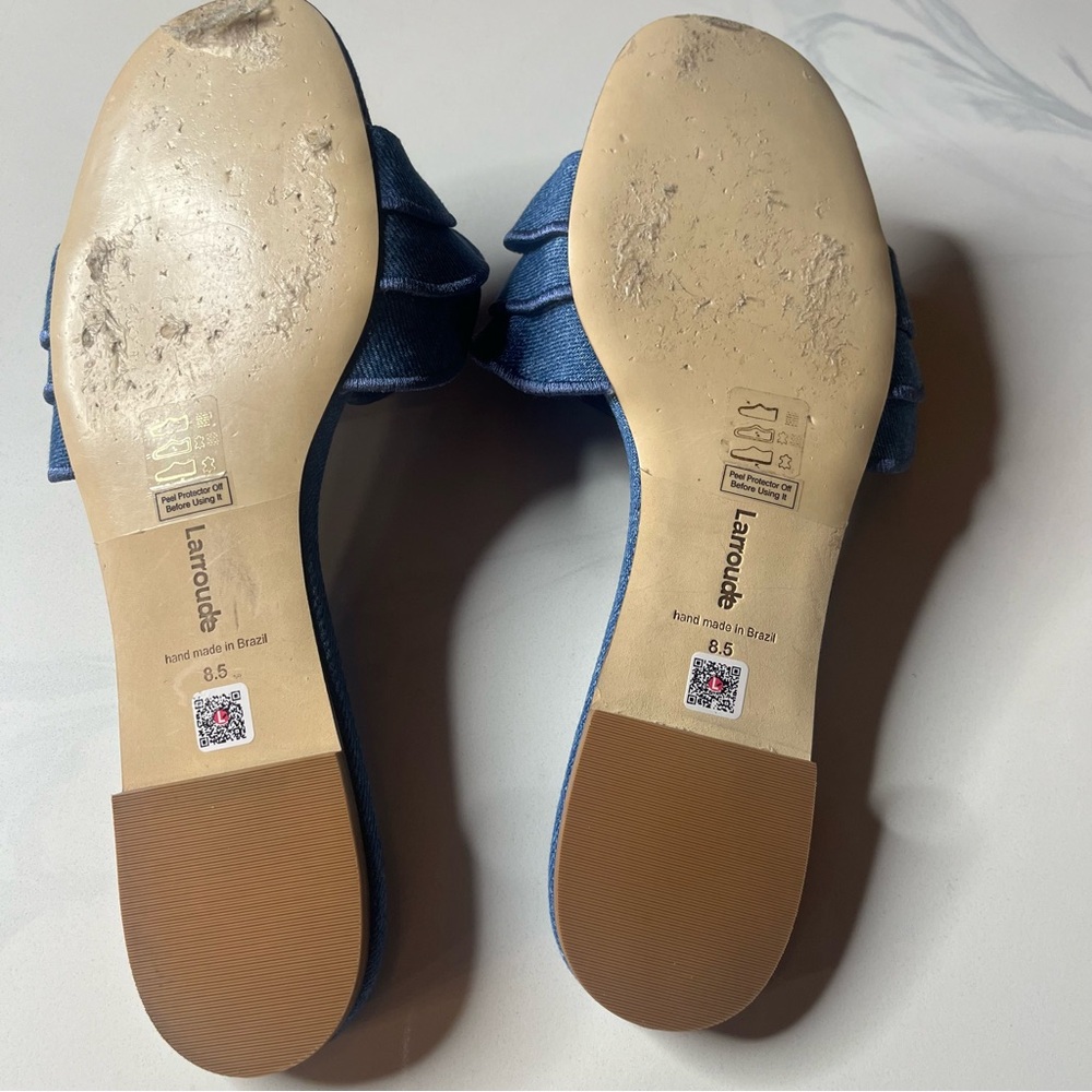LARROUDÉ Ivy Ruffle Flat Mule In blue - Picture 9 of 9